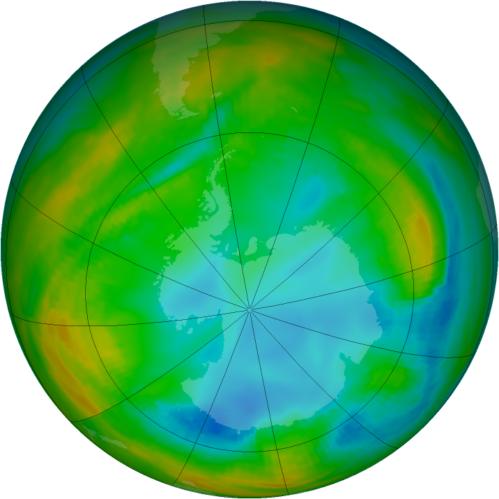 Antarctic ozone map for 29 July 1989